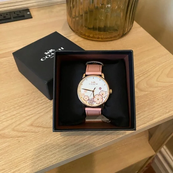 Coach Gold and Pink Women's Floral Watch - Picture 3 of 7